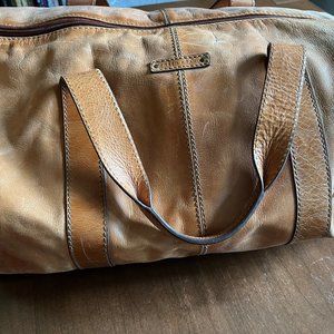 Fossil Brown Leather Weekender Duffel